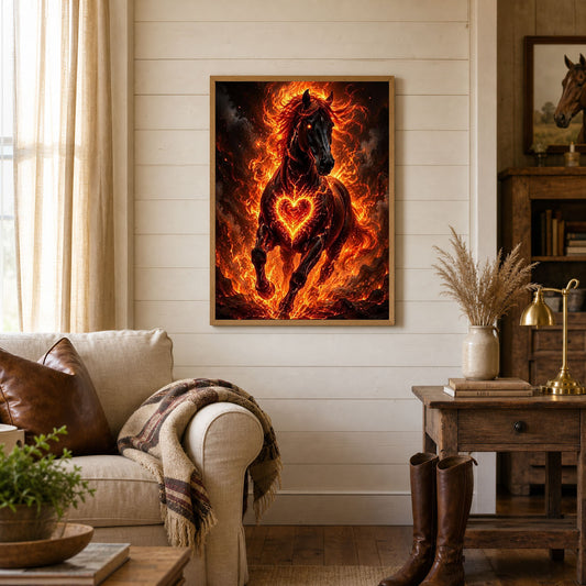 Fireheart Stallion Black Horse Poster Print