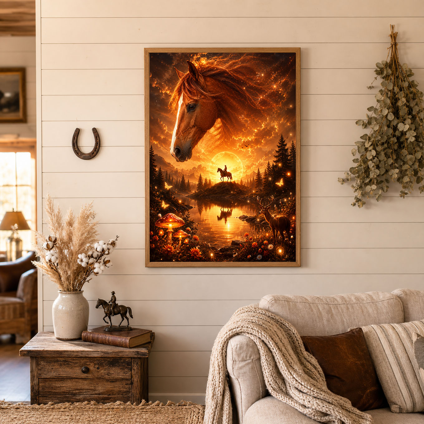 Majestic Horse Enchanted Forest Sunset Poster Print