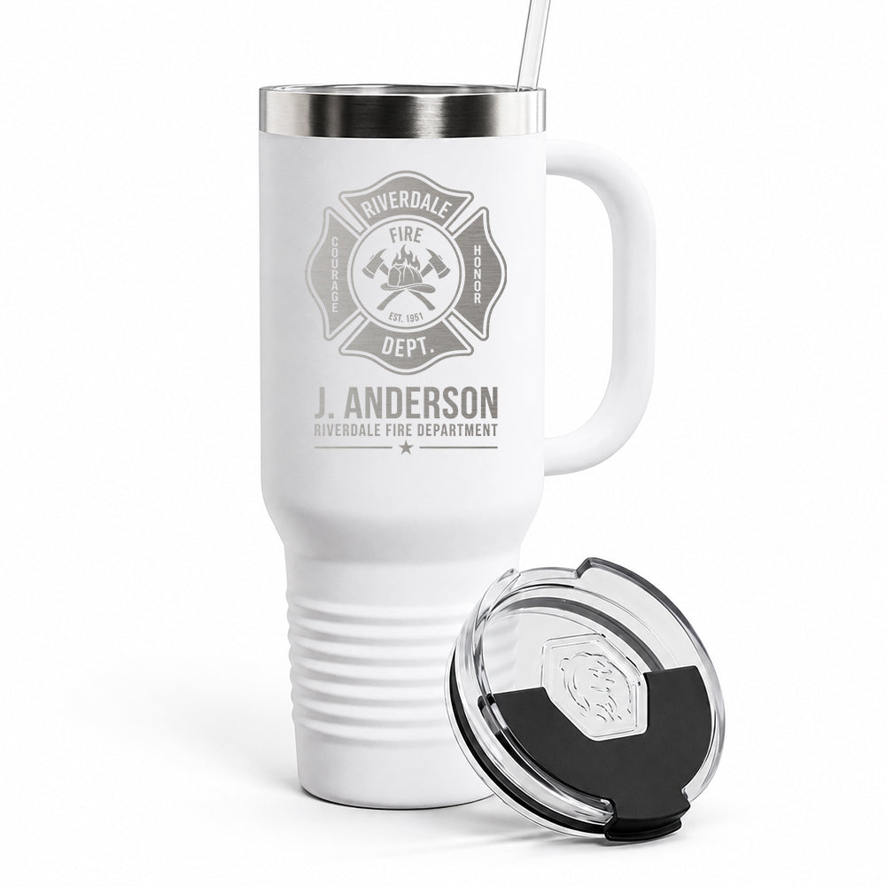 Custom Fire Department Badge Engraved Tumbler 40oz
