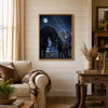 Black Mare and Foal Moonlit Mountain Poster Print