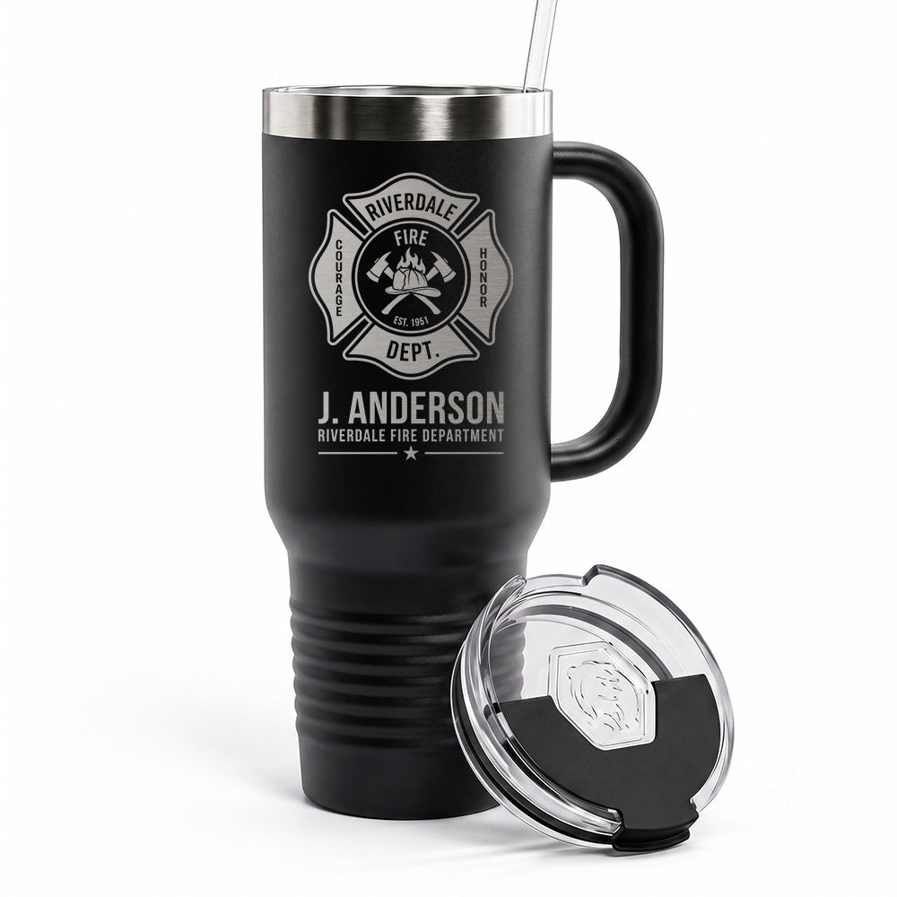Custom Fire Department Badge Engraved Tumbler 40oz