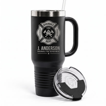 Custom Fire Department Badge Engraved Tumbler 40oz