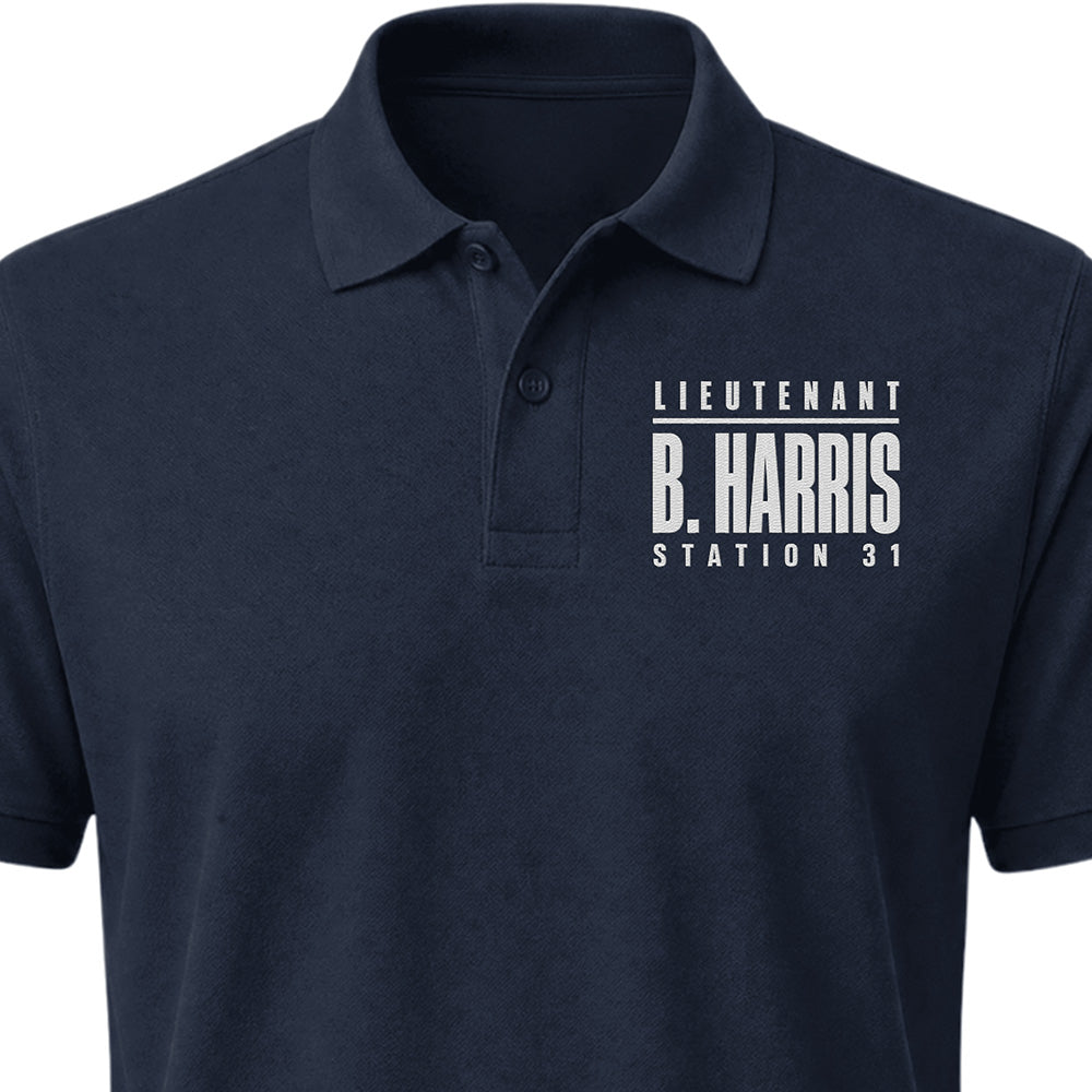 Custom Rank & Name Embroidered Polo