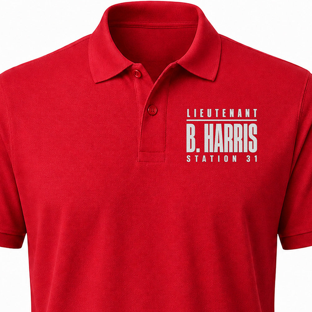 Custom Rank & Name Embroidered Polo