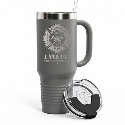 Custom Fire Department Badge Engraved Tumbler 40oz