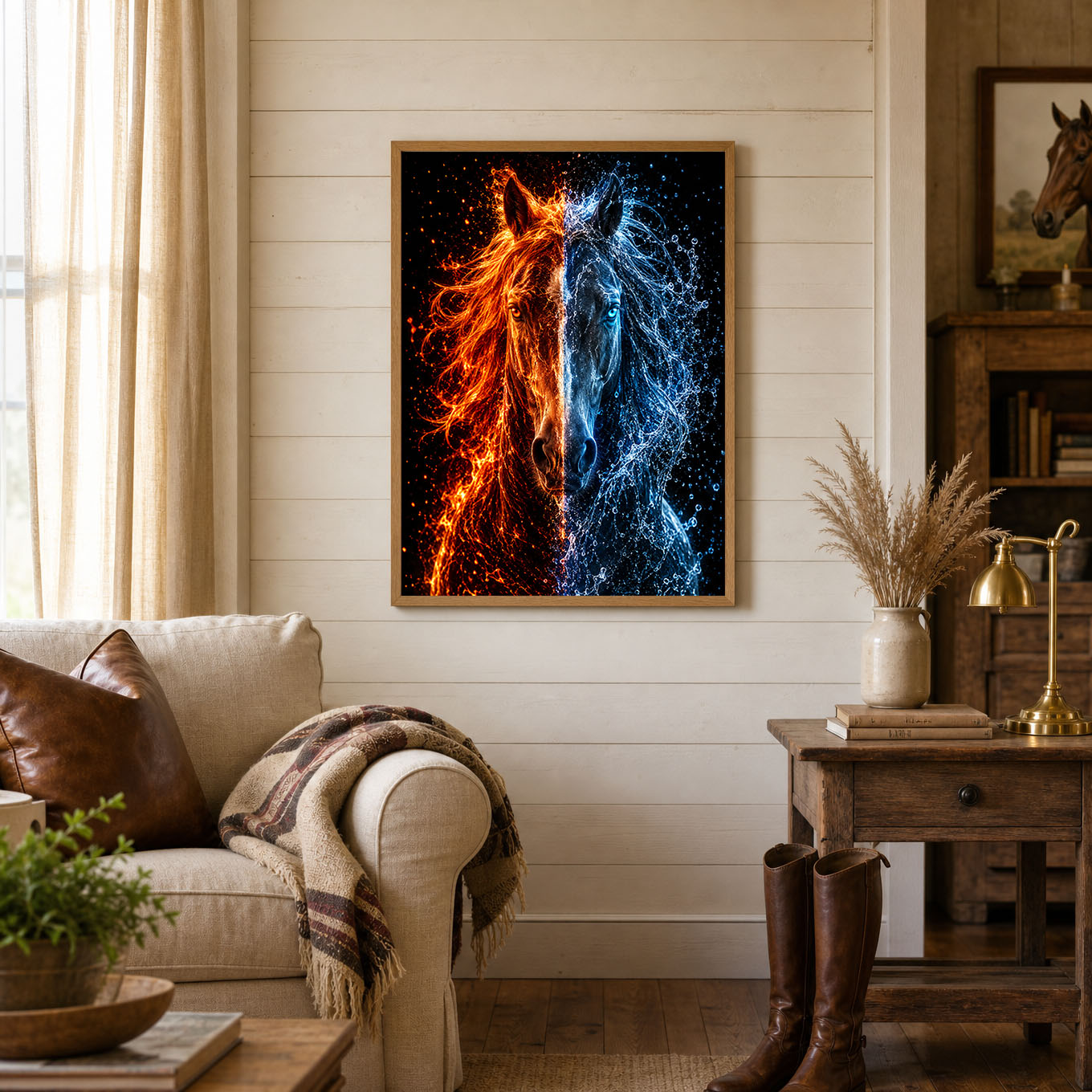 Fire and Ice Horse Fantasy Art Poster Print