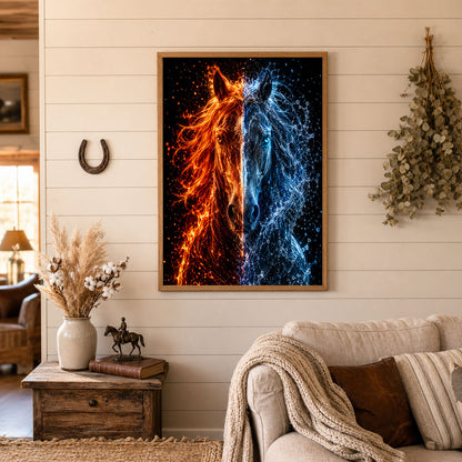 Fire and Ice Horse Fantasy Art Poster Print