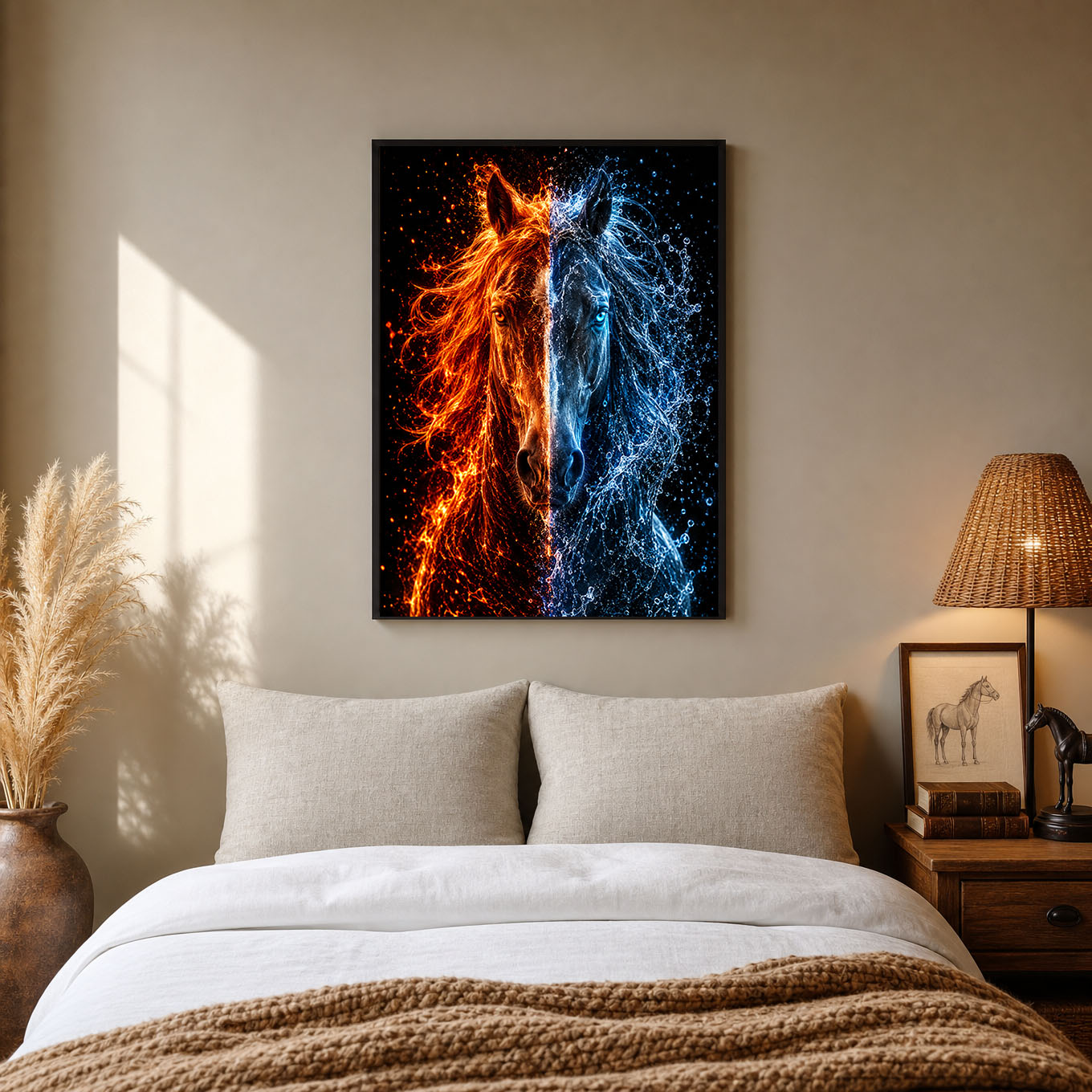 Fire and Ice Horse Fantasy Art Poster Print