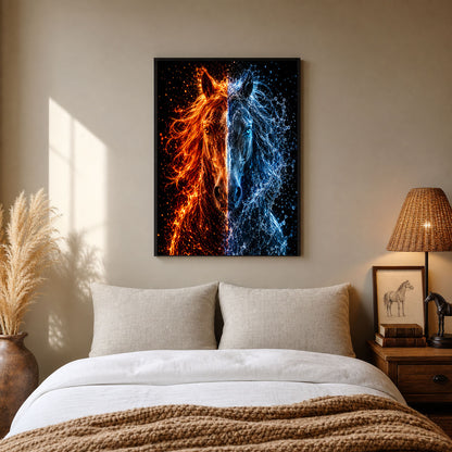Fire and Ice Horse Fantasy Art Poster Print