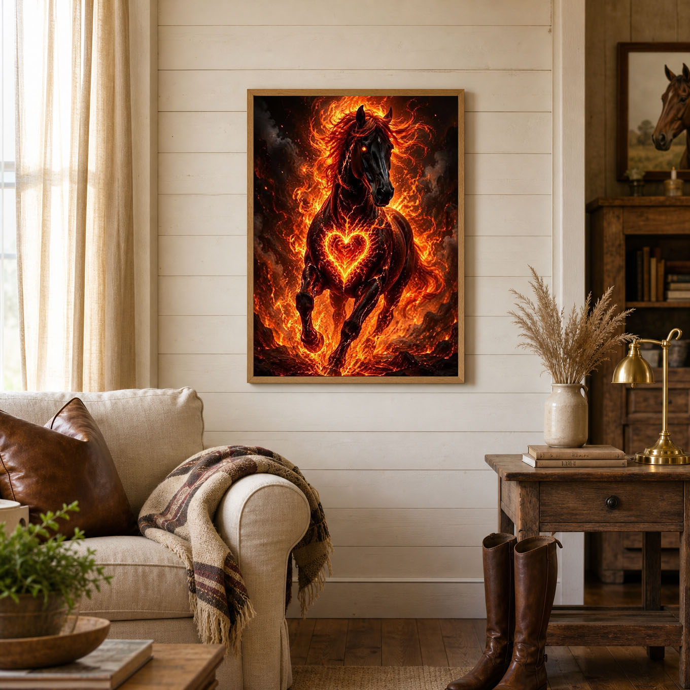 Fireheart Stallion Black Horse Poster Print