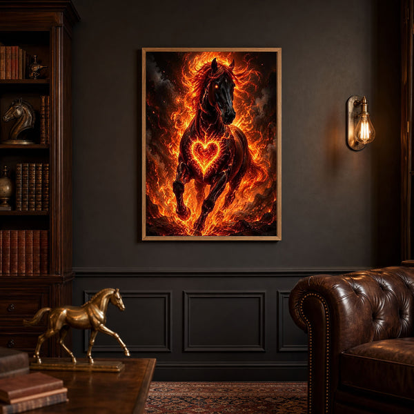 Fireheart Stallion Black Horse Poster Print