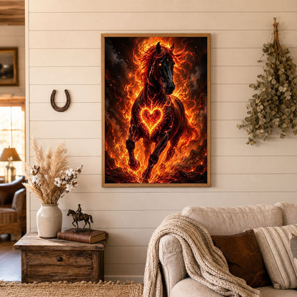 Fireheart Stallion Black Horse Poster Print