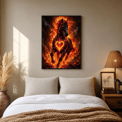 Fireheart Stallion Black Horse Poster Print