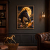 Horse Portrait Golden Moon Floral Night Poster Print