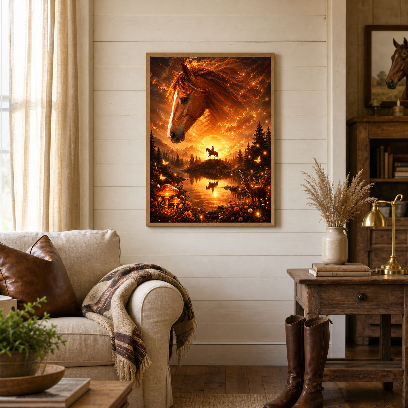 Majestic Horse Enchanted Forest Sunset Poster Print