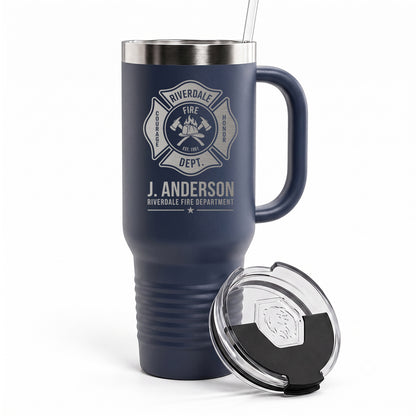 Custom Fire Department Badge Engraved Tumbler 40oz