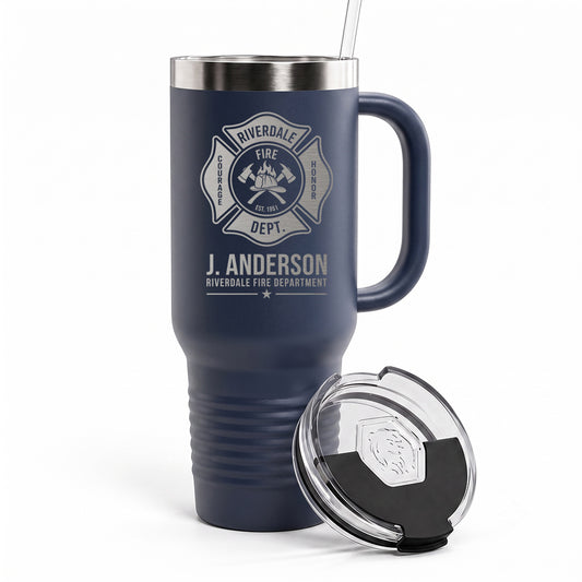 Custom Fire Department Badge Engraved Tumbler 40oz