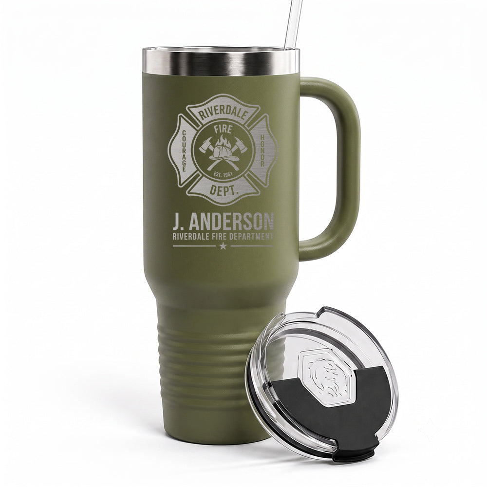 Custom Fire Department Badge Engraved Tumbler 40oz