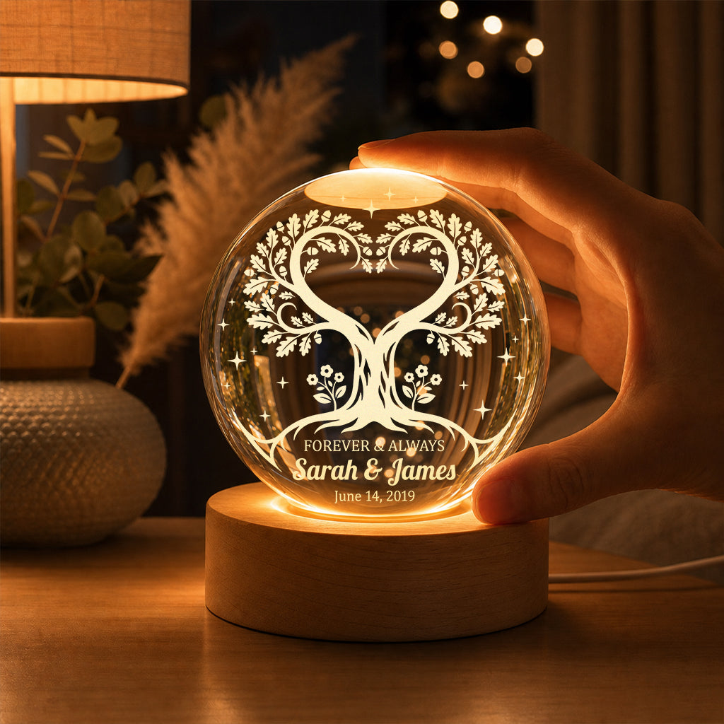 Personalized Heart Tree Crystal Ball Lamp