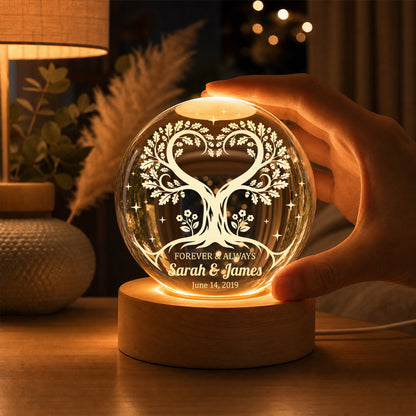 Personalized Heart Tree Crystal Ball Lamp