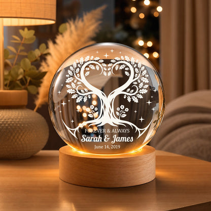 Personalized Heart Tree Crystal Ball Lamp
