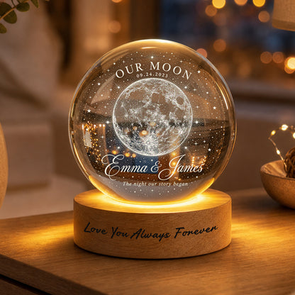 Personalized Celestial Moon Crystal Ball Lamp