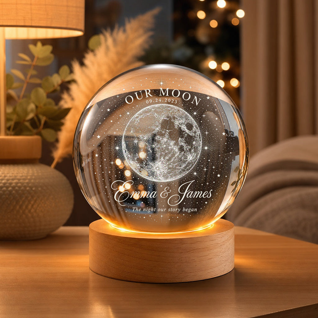 Personalized Celestial Moon Crystal Ball Lamp