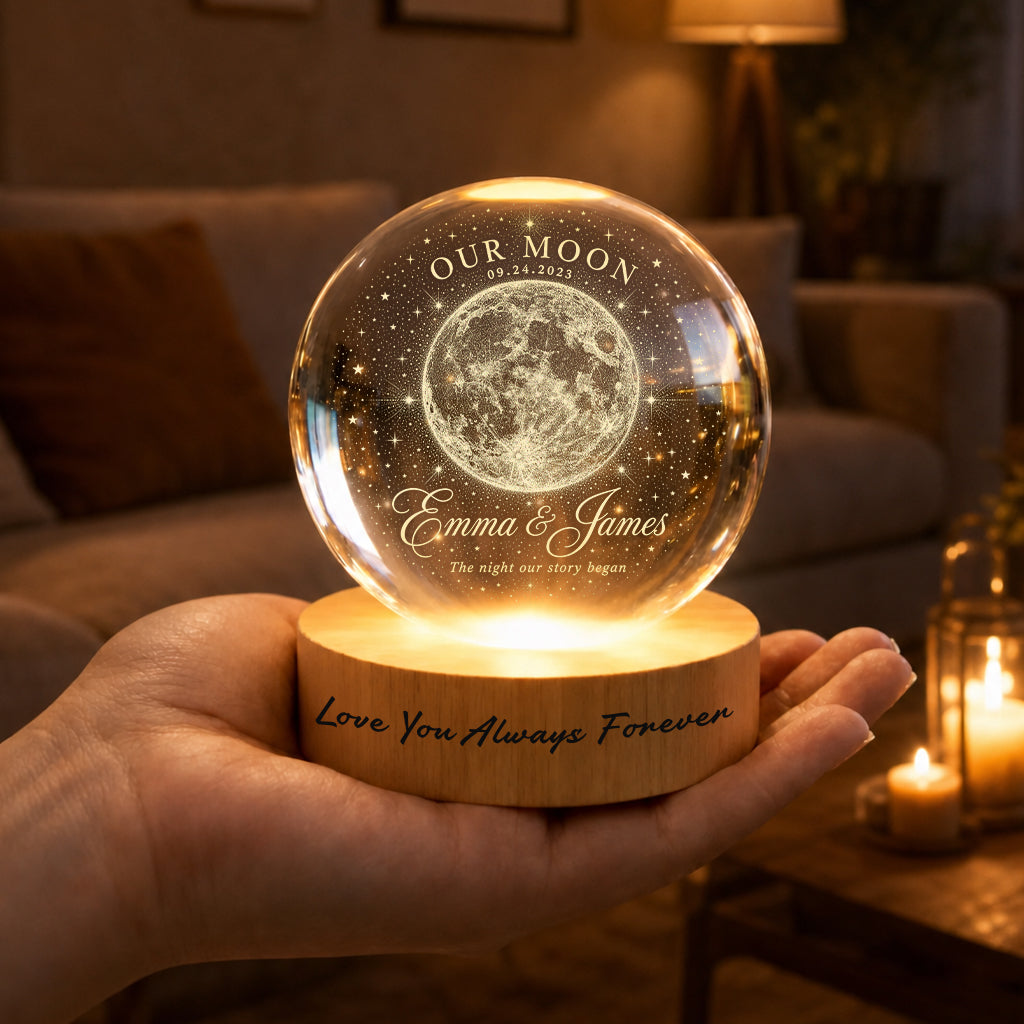Personalized Celestial Moon Crystal Ball Lamp
