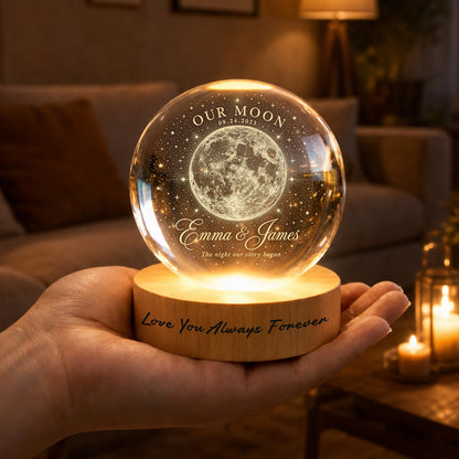 Personalized Celestial Moon Crystal Ball Lamp