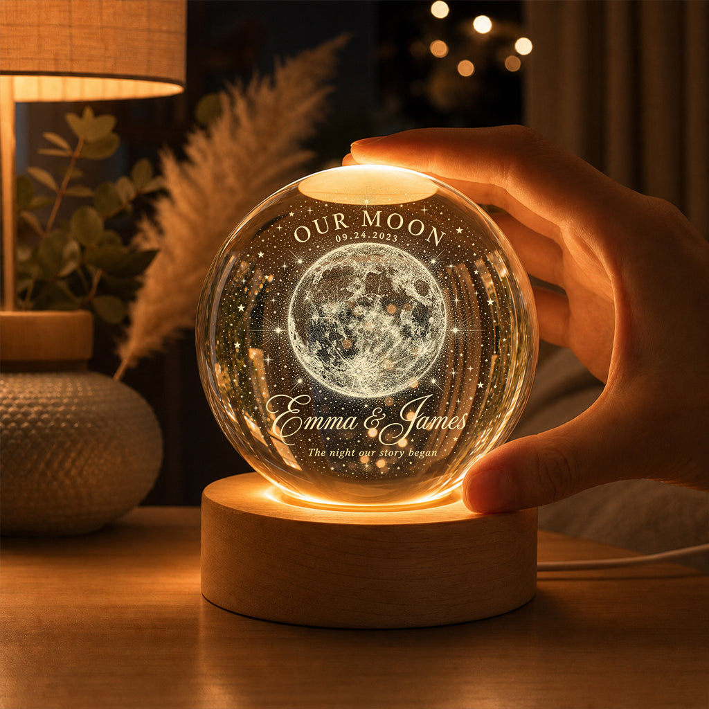 Personalized Celestial Moon Crystal Ball Lamp