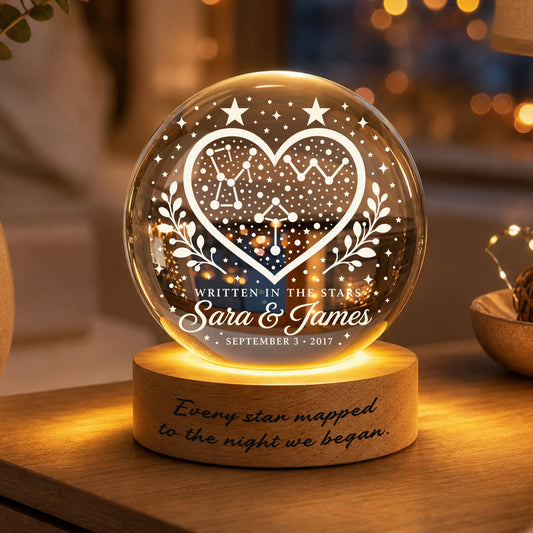 Personalized Constellation Heart Crystal Ball Lamp