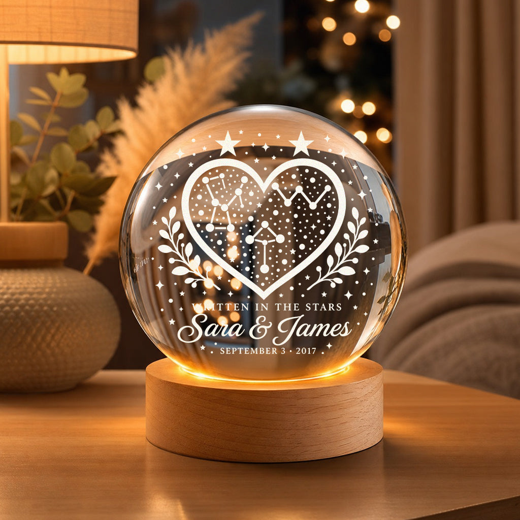 Personalized Constellation Heart Crystal Ball Lamp