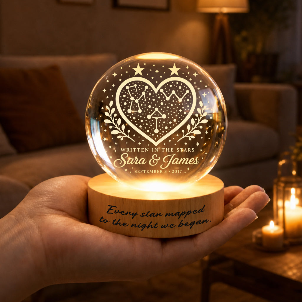 Personalized Constellation Heart Crystal Ball Lamp