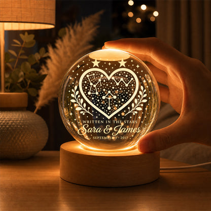 Personalized Constellation Heart Crystal Ball Lamp