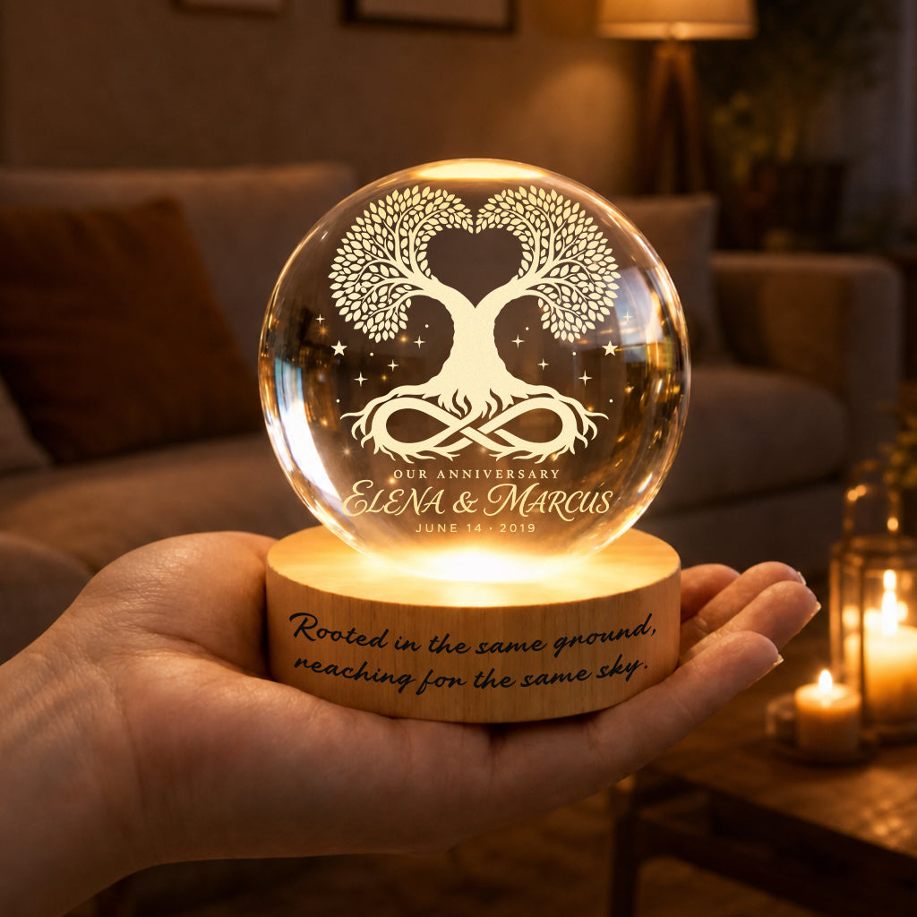 Personalized Heart Tree Crystal Ball Lamp