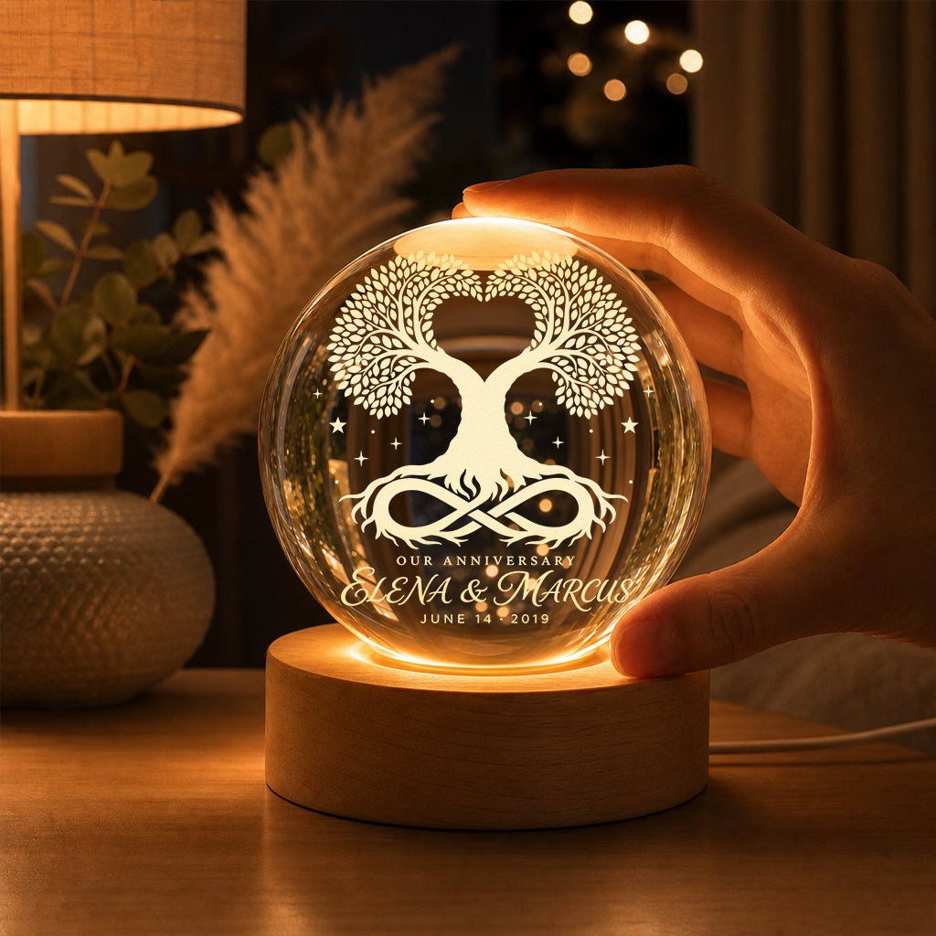 Personalized Heart Tree Crystal Ball Lamp