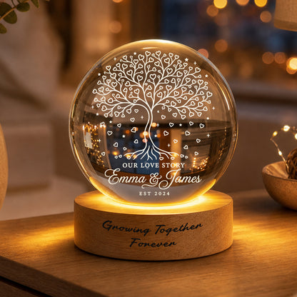 Personalized Heart Tree Crystal Ball Lamp