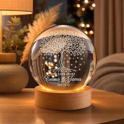 Personalized Heart Tree Crystal Ball Lamp