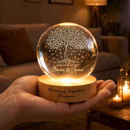 Personalized Heart Tree Crystal Ball Lamp