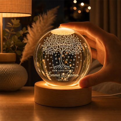 Personalized Heart Tree Crystal Ball Lamp