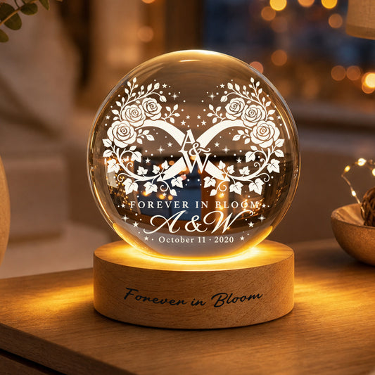 Personalized Infinite Garden Monogram Crystal Ball Lamp