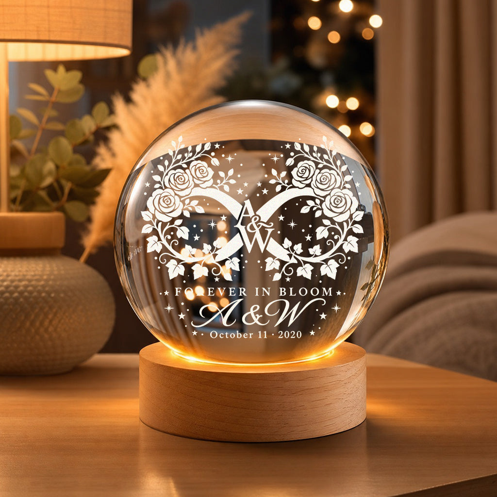 Personalized Infinite Garden Monogram Crystal Ball Lamp