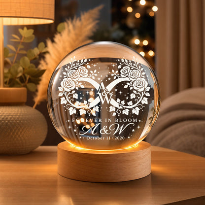 Personalized Infinite Garden Monogram Crystal Ball Lamp