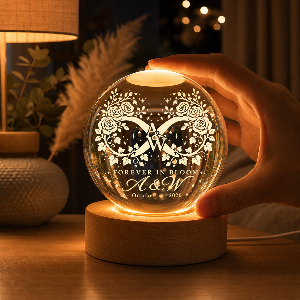 Personalized Infinite Garden Monogram Crystal Ball Lamp