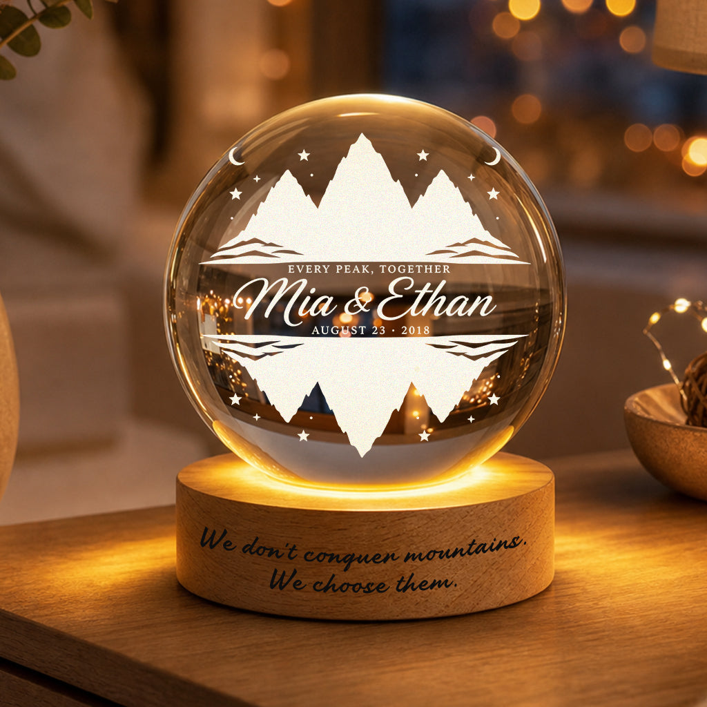 Personalized Mirrored Mountains Crystal Ball Lamp