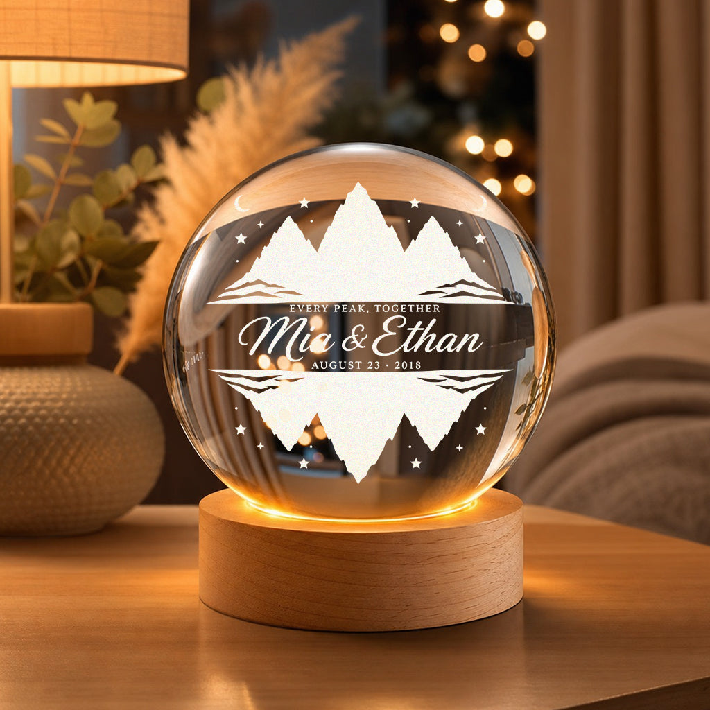Personalized Mirrored Mountains Crystal Ball Lamp