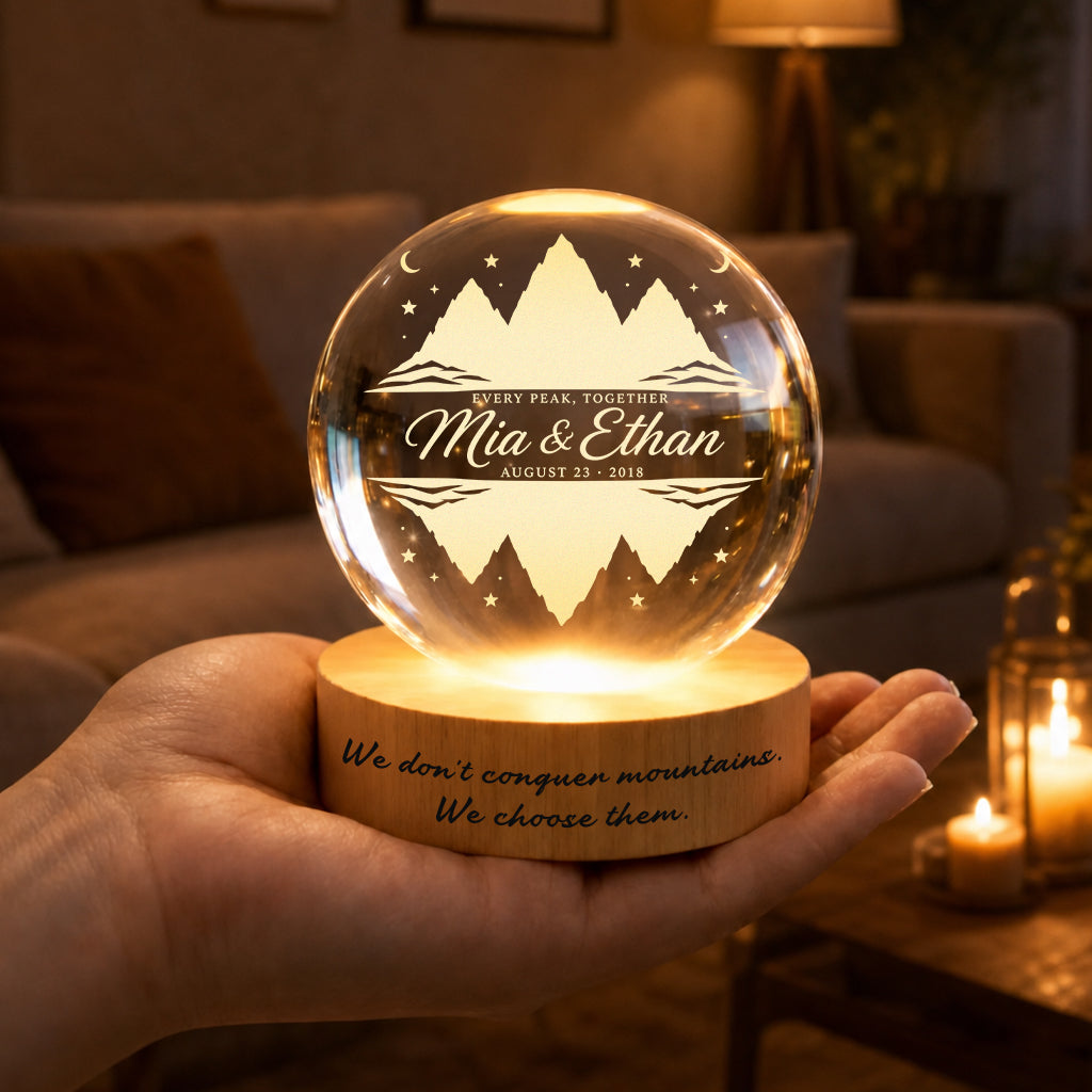 Personalized Mirrored Mountains Crystal Ball Lamp