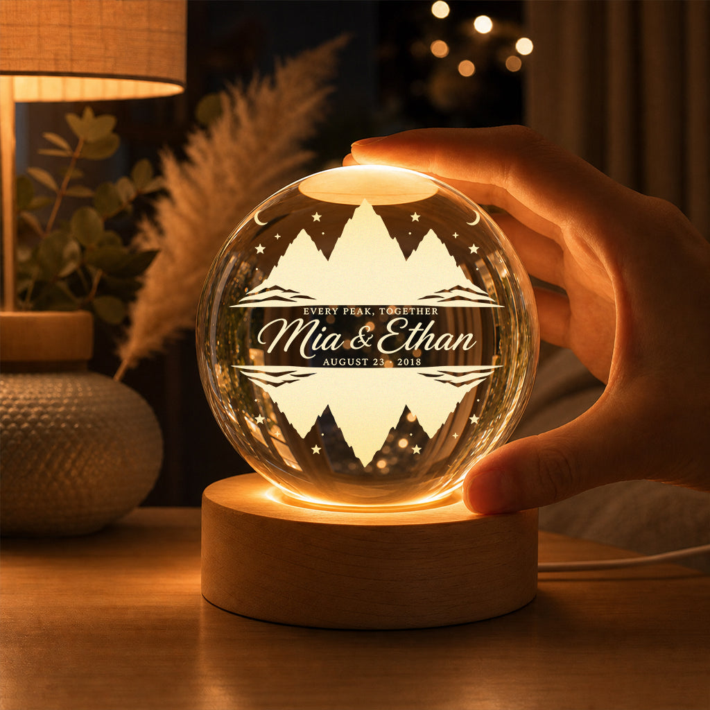 Personalized Mirrored Mountains Crystal Ball Lamp