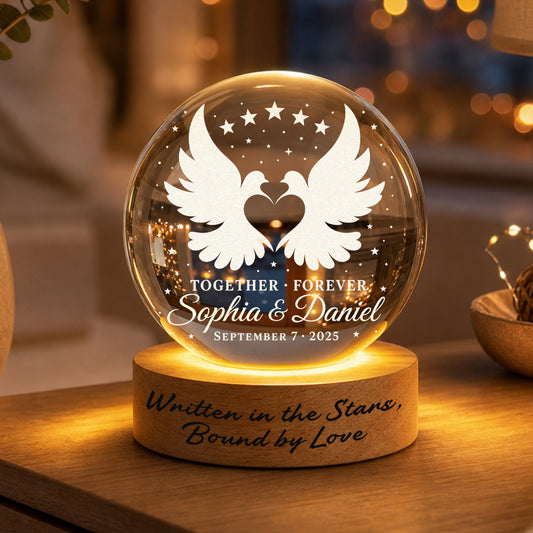 Personalized Heart Bird Crystal Ball Lamp