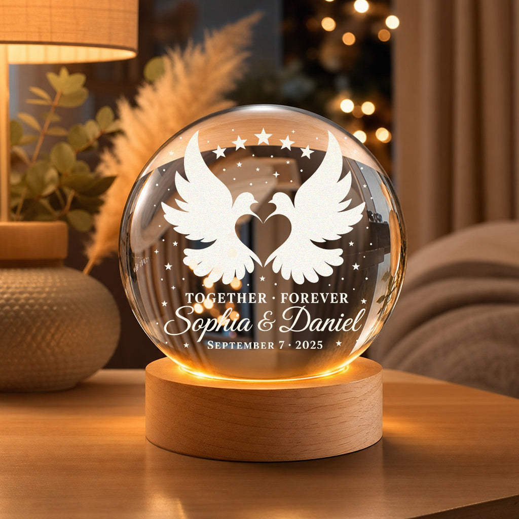 Personalized Heart Bird Crystal Ball Lamp